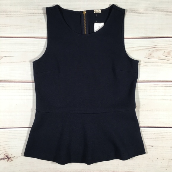 NWT J CREW Navy Peplum Top Size XS - Picture 1 of 4